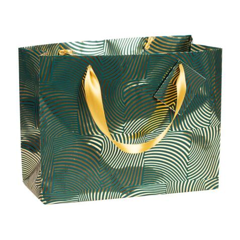 Premium sac shopping géo or/vert 32x13x24,5 cm - Vert