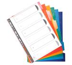 Intercalaires Carte lustrée 225g avec onglets renforcés - 6 positions - A4 - Couleurs assorties