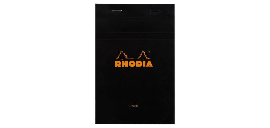 Bloc agrafé Rhodia N°14 11x17 cm 80 feuillets ligné 80g - Noir