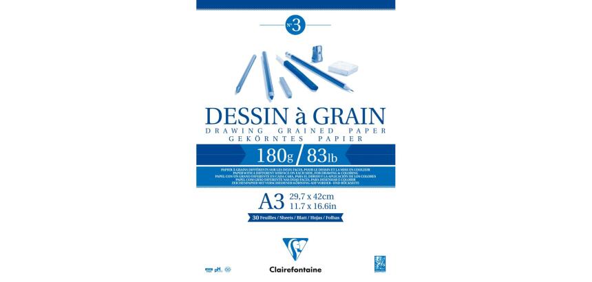 Dessin à Grain bloc collé 30F A3 180g