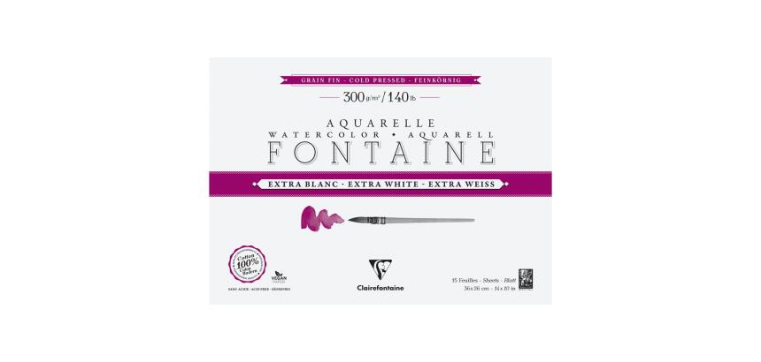 Fontaine Extra Blanc Grain Fin bloc collé 4 côtés 15F 26x36cm 300g