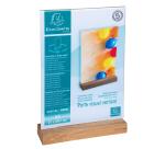 Porta-avvisi da tavolo con base in legno per formato A4 - Cristallo