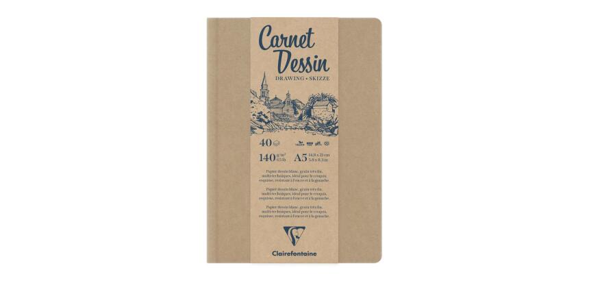 Carnet Dessin carnet cousu 40F A5 140g - Kraft