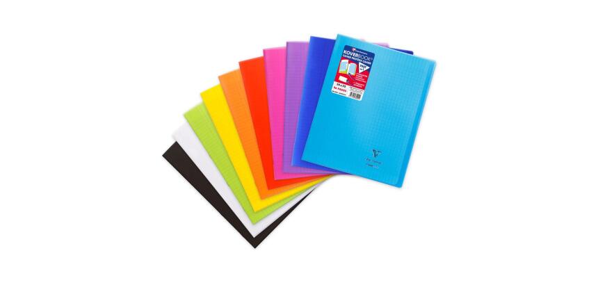 Cahier piqué Koverbook 24x32cm 96 pages grands carreaux couverture polypropylène transparent - Assortis