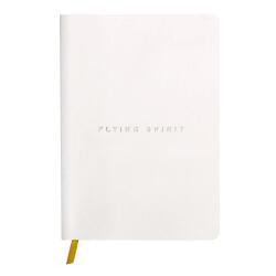 Carnet brochure cousue Flying Spirit White A5 180 pages DOT couverture cuir lisse papier ivoire 90g - Blanc