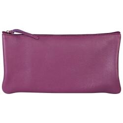 CUIR TEINTÉ Trousse plate 22x11 cm Violet