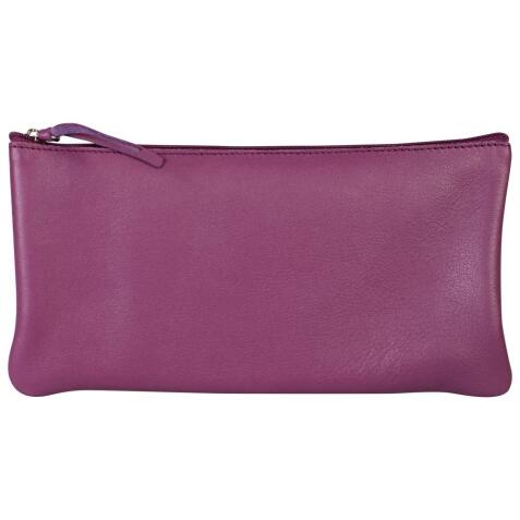 CUIR TEINTÉ Trousse plate 22x11 cm Violet
