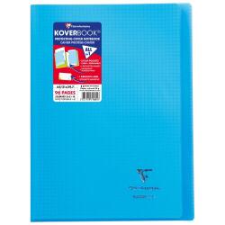 Cahier piqué Koverbook A4 96 pages petits carreaux + marge couverture polypropylène transparent - Assortis