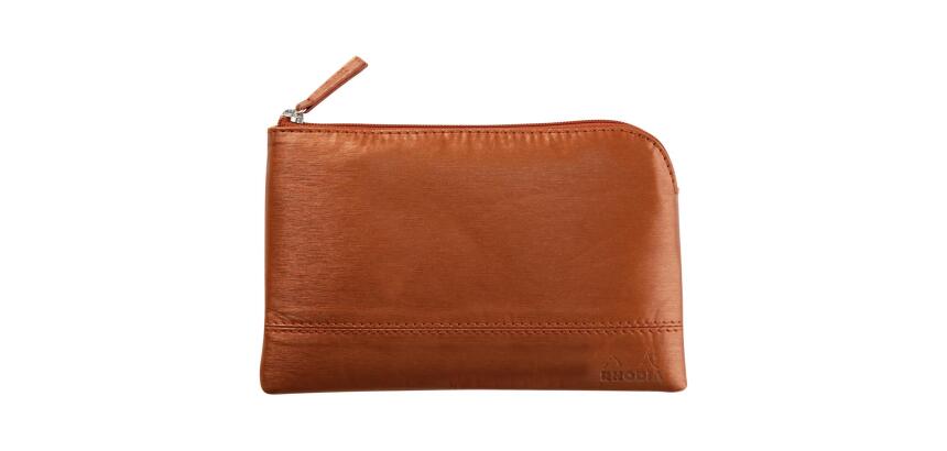 Rhodiarama pochette zippée en simili cuir - taille S (11x17 cm) - Cuivre