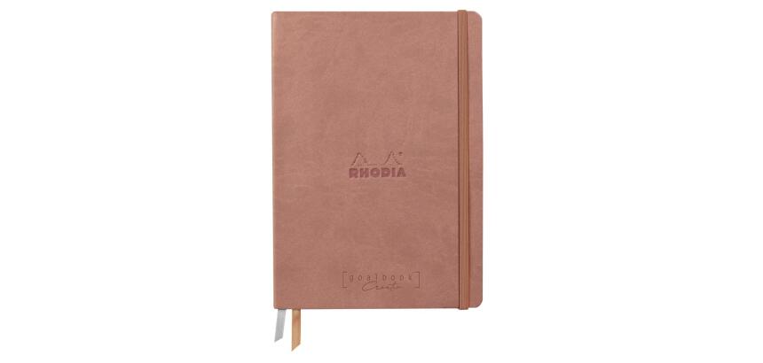 Rhodiarama Goalbook Creation rembordé rigide A5 100p papier lavis technique blanc uni 200g avec élastique - Bois de rose