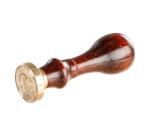 Sceau rond à vis (lettre anglaise) avec manche en bois vernis