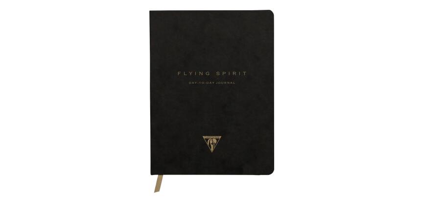 Flying Spirit Black, DaytoDay agenda 19x25 cm, 192 pagina's met stippen, insteektas met balg achteraan, bladwijzer, sluiting met elastiek, geassorteerd - Zwart