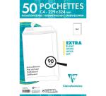 Paquet de 50 Pochettes Blanches C4-229x324 mm - Auto-Adhésives - 90/m2 - Blanc