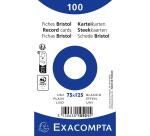 Paquet 100 fiches sous film - bristol uni non perforé - 75x125mm - Blanc