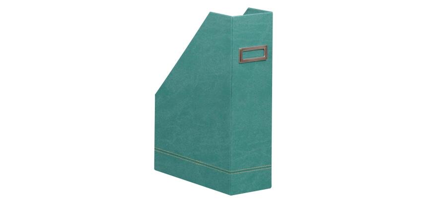 Rhodiarama porte-revues simili cuir italien 10x25x31 cm - Eau