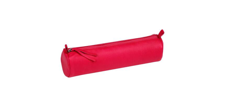 CUIR TEINTE Trousse ronde Ø5,5x22 cm - Assorti foncé