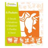 Set de 6 pochoirs enfants, Licornes - Orange