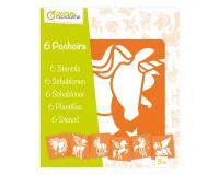 Set de 6 pochoirs enfants, Licornes - Orange