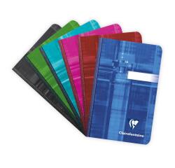 Carnet brochure dos toilé 9 x 14 cm 96 feuilles petits carreaux couleur aléatoire
