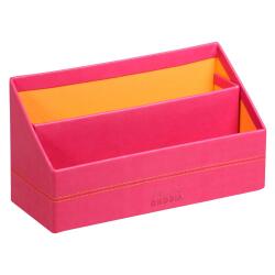 Rhodiarama porte-courrier simili cuir italien 25x10x14 cm - Framboise