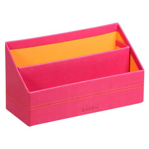 Rhodiarama porte-courrier simili cuir italien 25x10x14 cm - Framboise