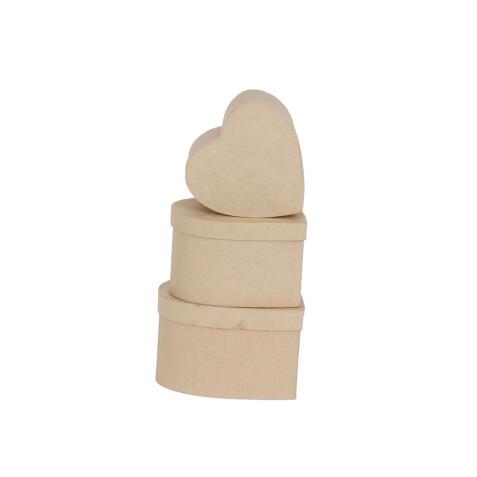 Assort 3 boîtes coeurs 14x8/18x11cm - Kraft