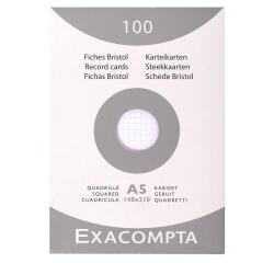 Pk 100 Exa Record Cards 125/200 Sq White - White