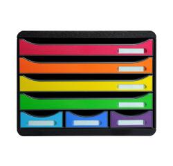 Módulo de clasificación apaisado Store Box mini 7 cajones multicolor.