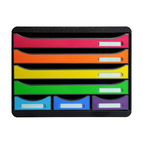Módulo de clasificación apaisado Store Box mini 7 cajones multicolor.