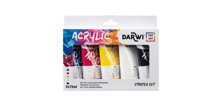 Darwi For You set de peinture acrylique - 5x75 ml - Assortiment