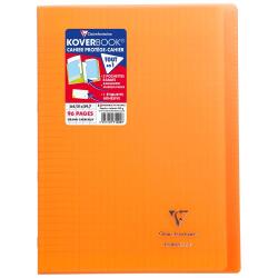 Cahier piqué Koverbook A4 96 pages grands carreaux couverture polypropylène transparent
