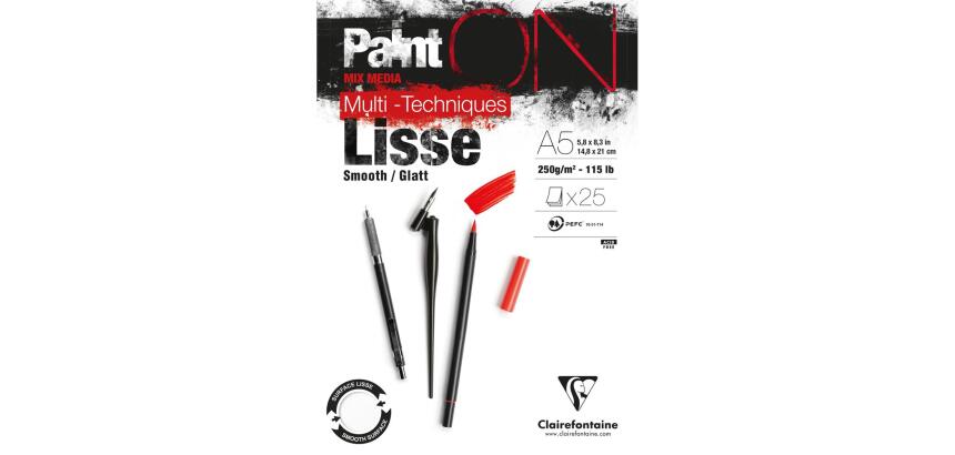 PaintON Lisse bloc collé 25F A5 250g