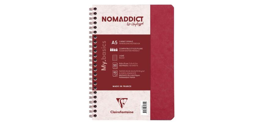 Cahier reliure intégrale Age Bag A5 100 pages ligné - Rouge