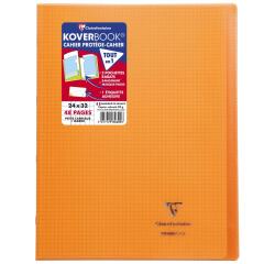 Cahier piqué Koverbook 24x32 cm 48 pages petits carreaux + marge couverture polypropylène transparent - Orange
