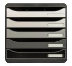 Módulo BIG-BOX PLUS con 5 cajones para documentos A4+, ultra-rígido y con stop de seguridad - 347x278x271 mm - Shades of grey - Tonos de gris
