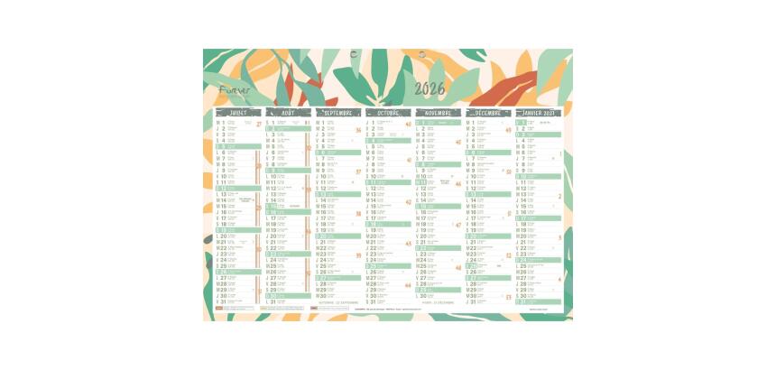 Calendrier Forever recyclé 55 x 40,5 cm Semestriel 2026