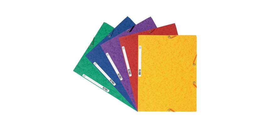 Carpetas con gomas de Cartulina lustrada y 3 solapas, maxi capacity Carpetas con gomas 3 solapas Cartulina lustrada 400 g/m2 - Colores surtidos