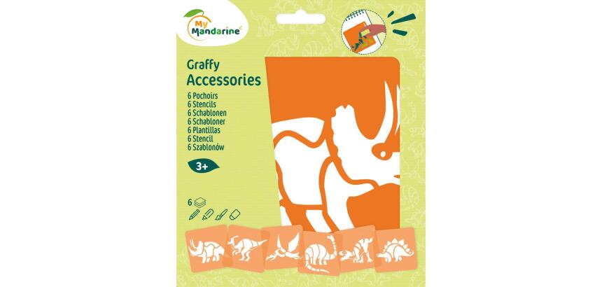 Set de 6 pochoirs enfants, Dinosaures - Orange
