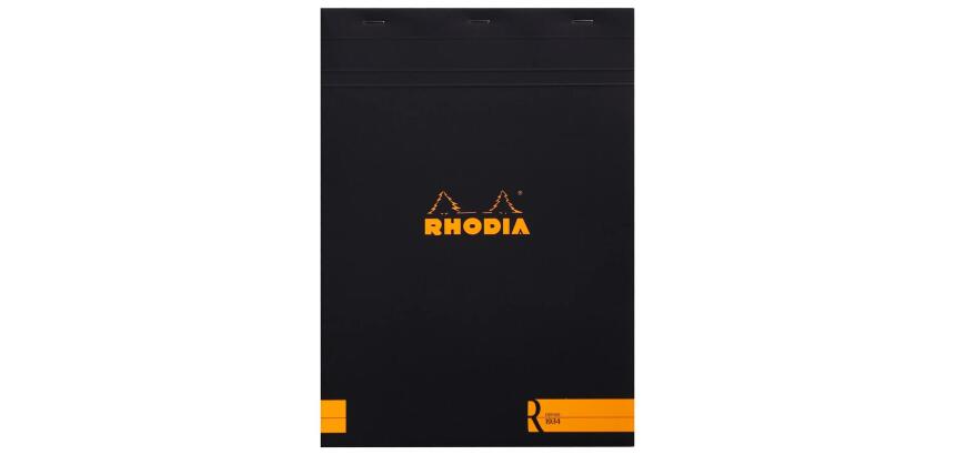 Bloc agrafé Rhodia le R N°18 21x29,7 cm 70 feuillets ligné 90g - Noir
