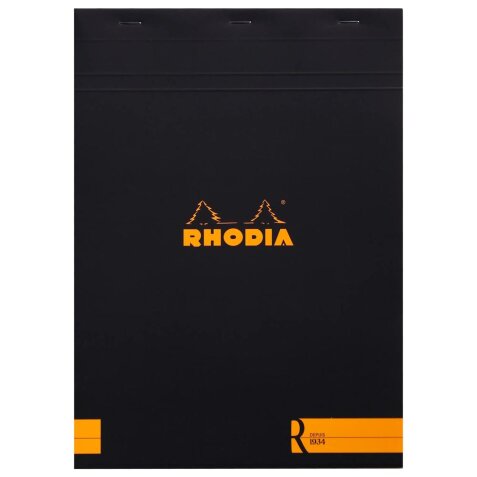 Bloc de bureau Color Rhodia 21 x 29,7 cm agrafé n°18 noir - ligné - 70 feuilles