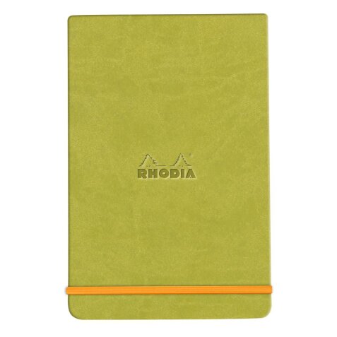 Rhodiarama Webnotepad rembordé rigide 9x14 cm 192 pages ligné microperforé papier ivoire 90g fermeture élastique - Anis