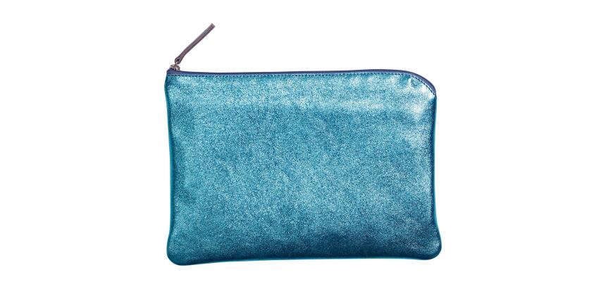 MIROR CUIR Pochette 23x16 cm Miror Turquoise