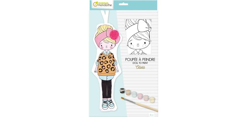 Poupée à peindre, Olivia - Bleu
