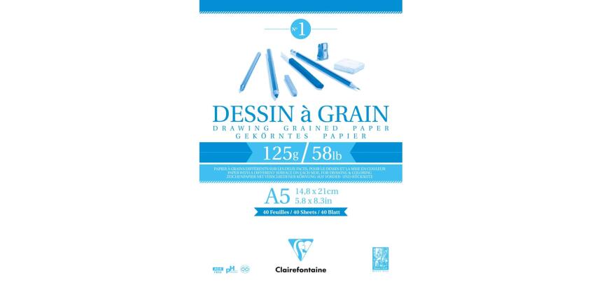 Dessin à Grain bloc collé 40F A5 125g