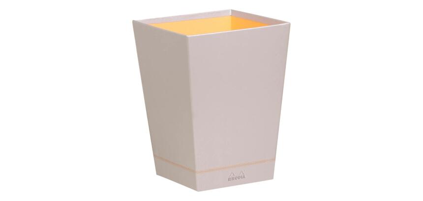 Rhodiarama corbeille à papier simili cuir italien 27x27x32 cm - Argent