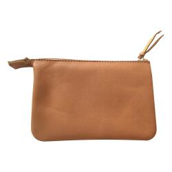 CUIR Petite Pochette 2 compartiments 13x9cm - Naturel