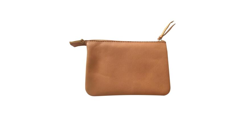 CUIR Petite Pochette 2 compartiments 13x9cm - Naturel