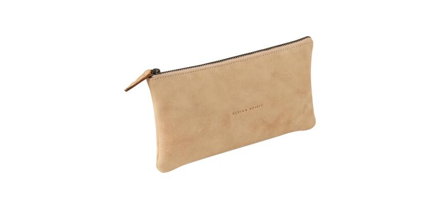 Flying Spirit trousse en cuir Plate 22x11cm - Beige