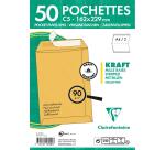 Paquet de 50 Pochettes Kraft Milleraies Brun C5-162x229 mm - Auto-Adhésives - 90g/m2 - Brun