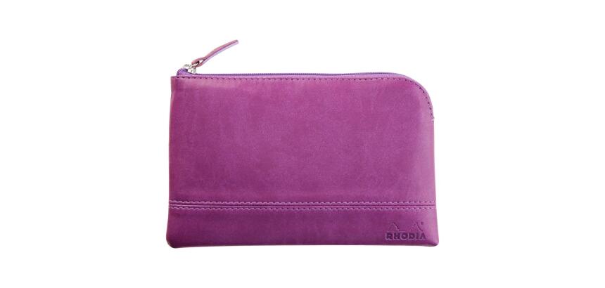 Rhodiarama pochette zippée en simili cuir - taille S (11x17 cm) - Violet